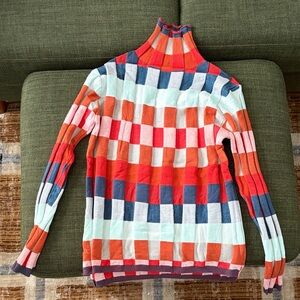 ANNA Multicolor Checkered Turtleneck Sweater